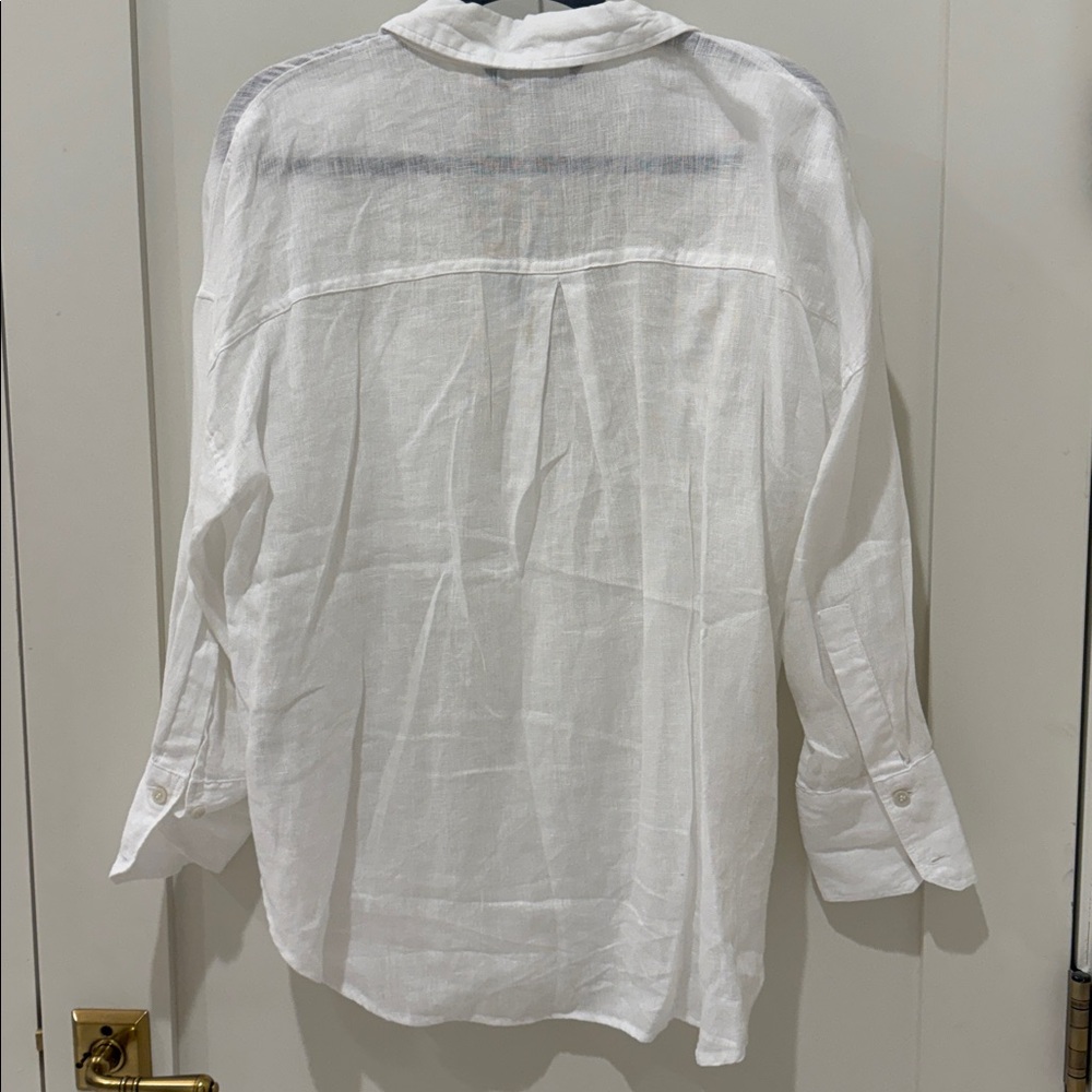 Zara White Linen Shirt - Picture 2 of 3